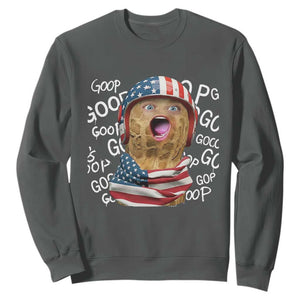 Burnt Peanut Goop Sweatshirt Patriotic American Flag TS14 Dark Heather Print Your Wear