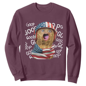 Burnt Peanut Goop Sweatshirt Patriotic American Flag TS14 Maroon Print Your Wear