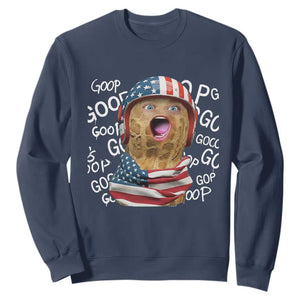 Burnt Peanut Goop Sweatshirt Patriotic American Flag TS14 Navy Print Your Wear