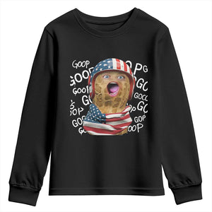 Burnt Peanut Goop Youth Sweatshirt Patriotic American Flag TS14 Black Print Your Wear