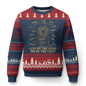 Funny Burnt Peanut Ugly Christmas Sweater Live by The Goop Die by The Goop TS14 Navy Red Print Your Wear