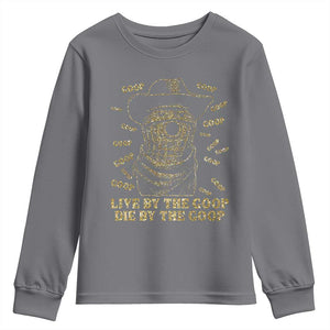 Funny Burnt Peanut Youth Sweatshirt Live by The Goop Die by The Goop TS14 Charcoal Print Your Wear