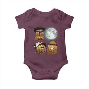 Funny Burnt Peanut Howling at the Moon Baby Onesie TS14 Maroon Print Your Wear