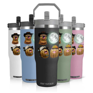 Funny Burnt Peanut Howling at the Moon Flip Straw Tumbler TS14 Print Your Wear