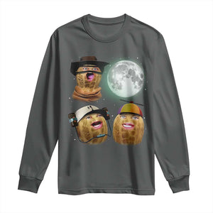 Funny Burnt Peanut Howling at the Moon Long Sleeve Shirt TS14 Dark Heather Print Your Wear