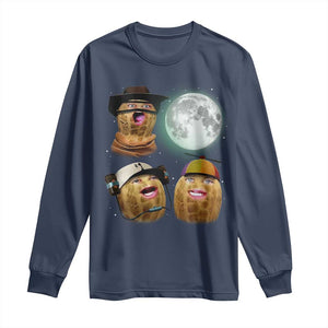 Funny Burnt Peanut Howling at the Moon Long Sleeve Shirt TS14 Navy Print Your Wear
