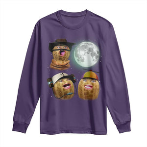 Funny Burnt Peanut Howling at the Moon Long Sleeve Shirt TS14 Purple Print Your Wear