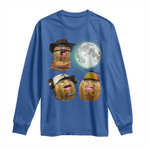 Funny Burnt Peanut Howling at the Moon Long Sleeve Shirt TS14 Royal Blue Print Your Wear