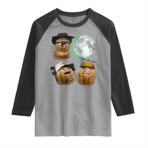 Funny Burnt Peanut Howling at the Moon Raglan Shirt TS14 Sport Gray Black Print Your Wear