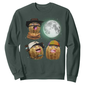 Funny Burnt Peanut Howling at the Moon Sweatshirt TS14 Dark Forest Green Print Your Wear