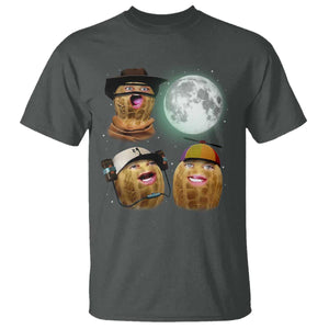 Funny Burnt Peanut Howling at the Moon T Shirt TS14 Dark Heather Print Your Wear