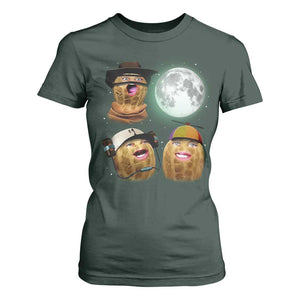 Funny Burnt Peanut Howling at the Moon T Shirt For Women TS14 Dark Forest Green Print Your Wear