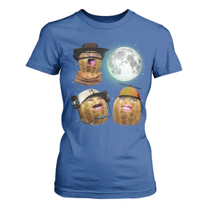 Funny Burnt Peanut Howling at the Moon T Shirt For Women TS14 Royal Blue Print Your Wear