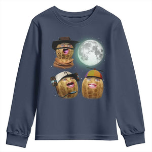 Funny Burnt Peanut Howling at the Moon Youth Sweatshirt TS14 Navy Print Your Wear