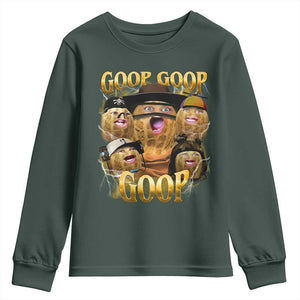 Funny Burnt Peanut Goop Youth Sweatshirt Bungulato 90s Bootleg TS14 Dark Forest Green Print Your Wear