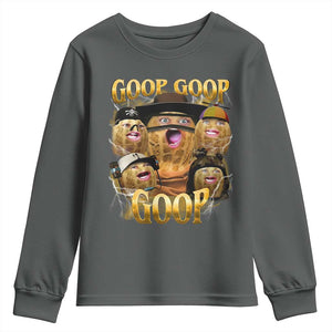 Funny Burnt Peanut Goop Youth Sweatshirt Bungulato 90s Bootleg TS14 Dark Heather Print Your Wear