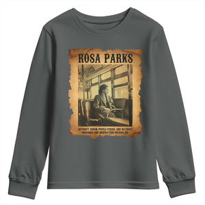 Rosa Parks Quote Youth Sweatshirt Black Movement Protest TS14 Dark Heather Print Your Wear