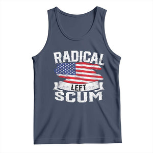 Radical Left Scum Tank Top Funny Political Quote American Flag TS14 Navy Print Your Wear