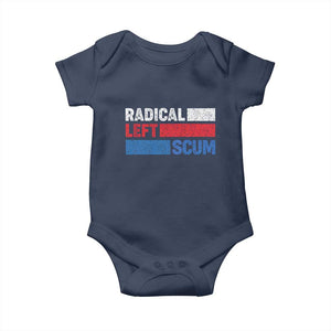 Radical Left Scum Baby Onesie Sarcastic Political Quote American Flag TS14 Navy Print Your Wear