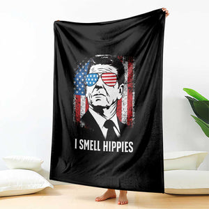 Ronald Reagan 4th of July America Flag Throw Blanket I Smell Hippies TS14 Print Your Wear