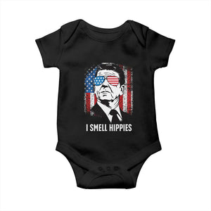 Ronald Reagan 4th of July America Flag Baby Onesie I Smell Hippies TS14 Black Print Your Wear