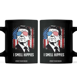 Ronald Reagan 4th of July America Flag Coffee Mug I Smell Hippies TS14 Black Print Your Wear