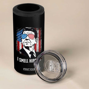 Ronald Reagan 4th of July America Flag 4 in 1 Can Cooler Tumbler I Smell Hippies TS14 Print Your Wear