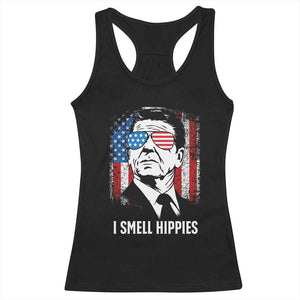 Ronald Reagan 4th of July America Flag Racerback Tank Top I Smell Hippies TS14 Black Print Your Wear