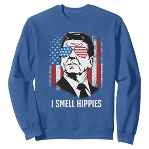 Ronald Reagan 4th of July America Flag Sweatshirt I Smell Hippies TS14 Royal Blue Print Your Wear