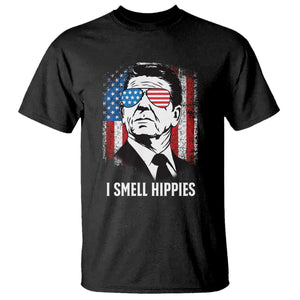 Ronald Reagan 4th of July America Flag T Shirt I Smell Hippies TS14 Black Print Your Wear