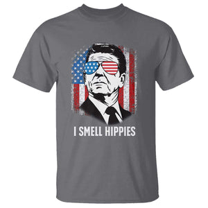 Ronald Reagan 4th of July America Flag T Shirt I Smell Hippies TS14 Charcoal Print Your Wear