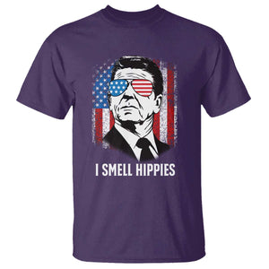 Ronald Reagan 4th of July America Flag T Shirt I Smell Hippies TS14 Purple Print Your Wear