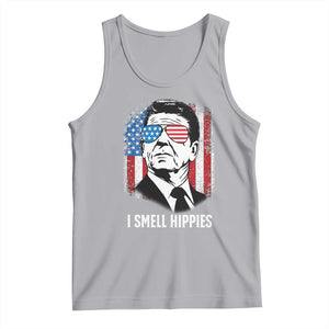 Ronald Reagan 4th of July America Flag Tank Top I Smell Hippies TS14 Athletic Heather Print Your Wear