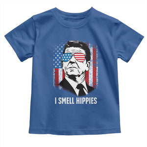 Ronald Reagan 4th of July America Flag Toddler T Shirt I Smell Hippies TS14 Royal Blue Print Your Wear
