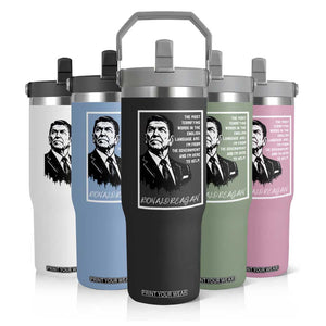 Ronald Reagan Quote Flip Straw Tumbler American Flag US President TS14 Print Your Wear