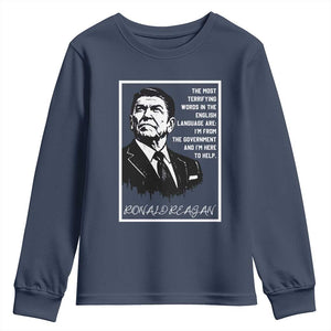 Ronald Reagan Quote Youth Sweatshirt American Flag US President TS14 Navy Print Your Wear