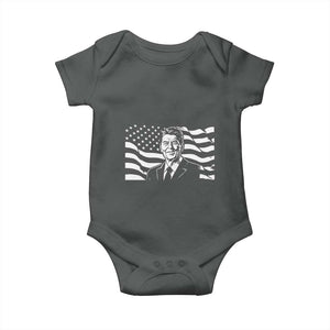 Ronald Reagan America Flag US President Baby Onesie TS14 Dark Heather Print Your Wear