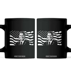 Ronald Reagan America Flag US President Coffee Mug TS14 Black Print Your Wear