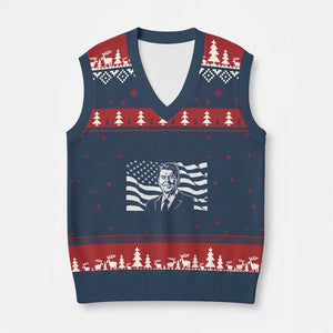 Ronald Reagan America Flag US President V-Neck Knit Sweater Vest TS14 Navy Red Print Your Wear