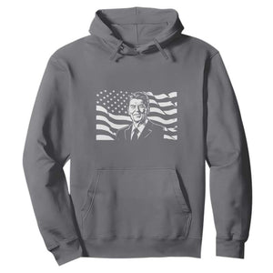Ronald Reagan America Flag US President Hoodie TS14 Charcoal Print Your Wear