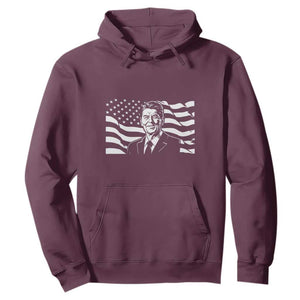 Ronald Reagan America Flag US President Hoodie TS14 Maroon Print Your Wear