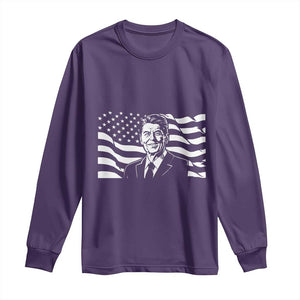 Ronald Reagan America Flag US President Long Sleeve Shirt TS14 Purple Print Your Wear