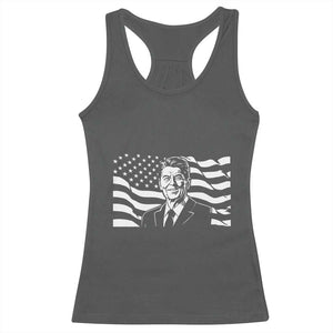 Ronald Reagan America Flag US President Racerback Tank Top TS14 Dark Heather Print Your Wear