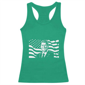 Ronald Reagan America Flag US President Racerback Tank Top TS14 Irish Green Print Your Wear