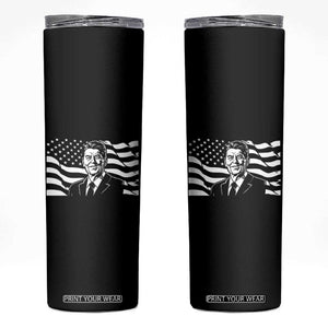 Ronald Reagan America Flag US President Skinny Tumbler TS14 Black Print Your Wear