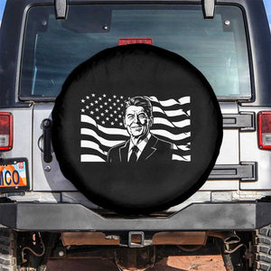 Ronald Reagan America Flag US President Spare Tire Cover TS14 No hole Black Print Your Wear