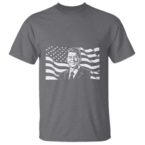Ronald Reagan America Flag US President T Shirt TS14 Charcoal Print Your Wear