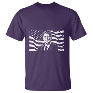 Ronald Reagan America Flag US President T Shirt TS14 Purple Print Your Wear