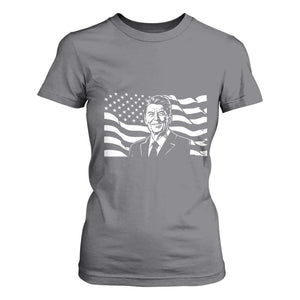 Ronald Reagan America Flag US President T Shirt For Women TS14 Charcoal Print Your Wear
