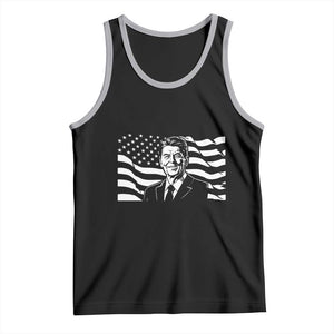 Ronald Reagan America Flag US President Tank Top TS14 Black Athletic Heather Print Your Wear